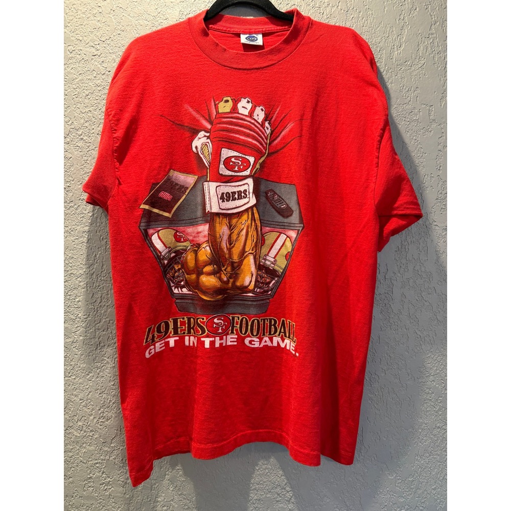 Vintage 49ers Football Get In The Game T Shirt Mens XL Red College Concepts 1995